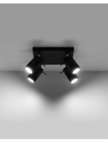 Metalowe reflektorki sufitowe czarne Sollux RING 4 SL.0094