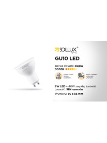 Żarówka LED GU10 3000K 7W 510lm Żarówka LED GU10 3000K 7W 510lm