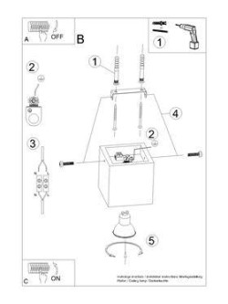 Lampa sufitowa kwadratowa QUAD SL.0489 instrukcja