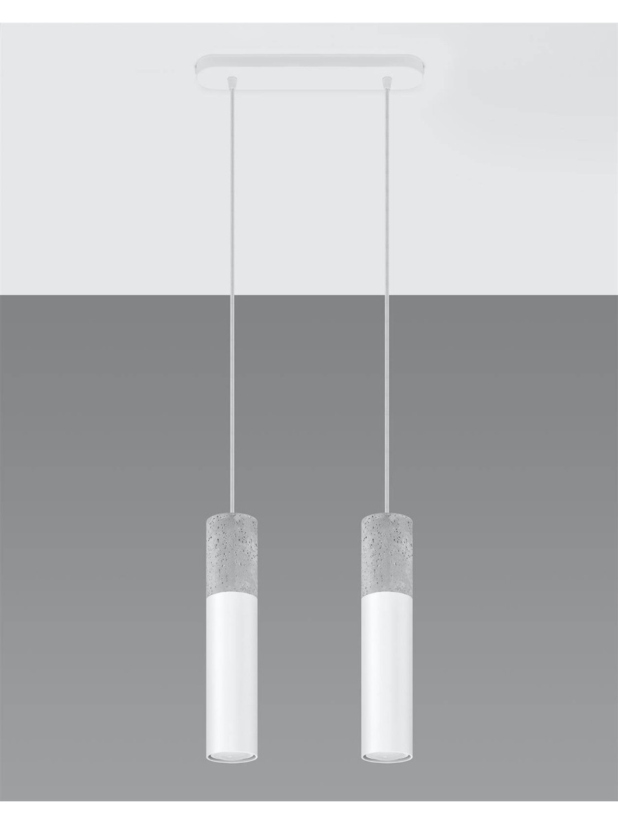 Lampa wisząca tuba biała BORGIO 2 podwójna nowoczesna