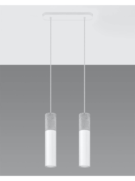 Lampa wisząca tuba biała BORGIO 2 podwójna nowoczesna