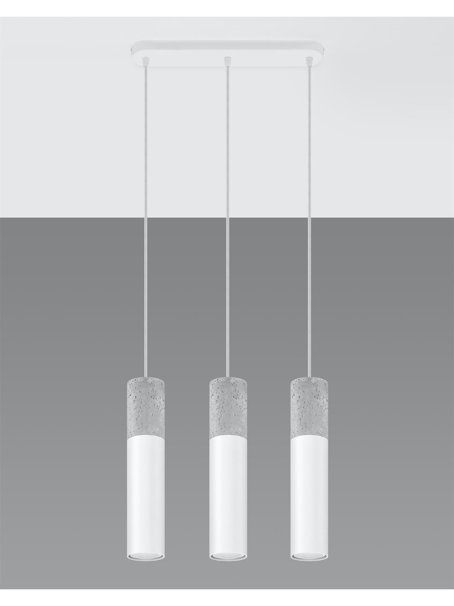 Lampa wisząca tuba potrójna BORGIO 3L biała nowoczesna