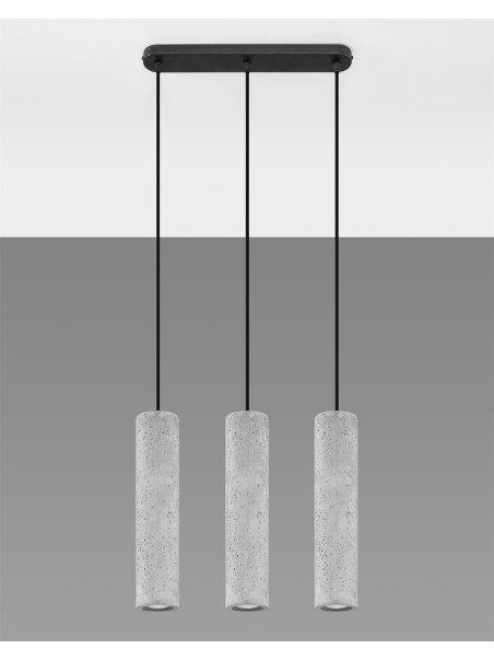 Lampa wisząca 3-punktowa LUVO 3L betonowa szara industrialna