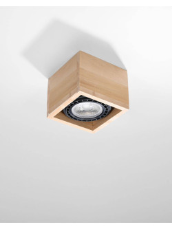 Lampa sufitowa kwadratowa QUATRO 1 spot downlight z drewna