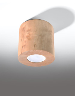 Lampa sufitowa tuba natynkowa ORBIS drewno oczko spot