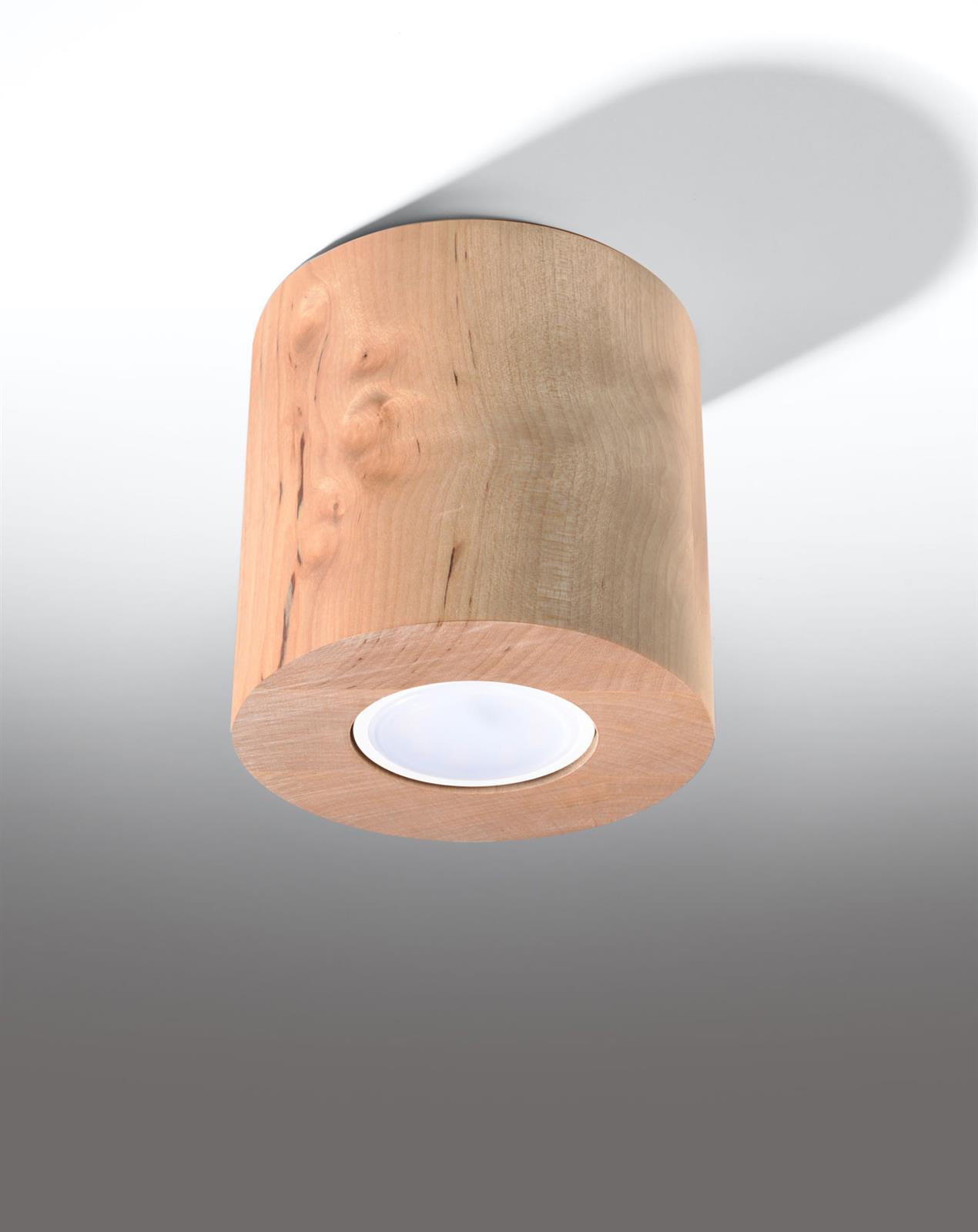 Lampa sufitowa tuba ORBIS drewno oczko spot