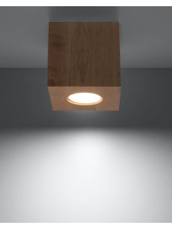 Lampa z drewna punktowa kostka kwadratowa natynkowa