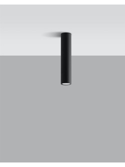 Lampa tuba czarna sufitowa natynkowa 6 cm