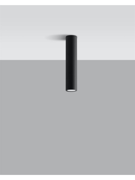 Lampa tuba czarna sufitowa natynkowa 6 cm