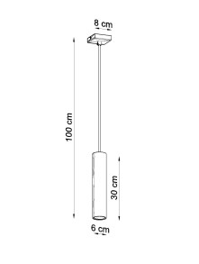 Lampa wisząca tuba 6 cm na 30 cm klosz rozmiar