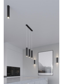 Lampa wisząca tuby czarne regulowana wysokość do kuchni