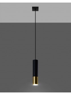 Lampa wisząca glamour tuba czarno-złota