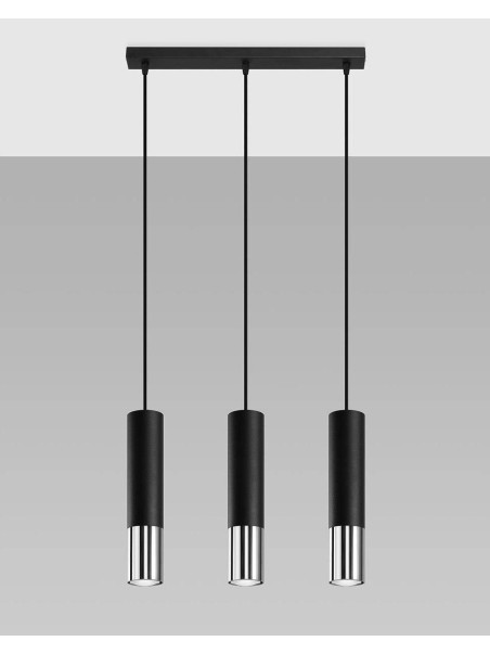 Lampa wisząca LOOPEZ 3L czarny/chrom Lampa wisząca LOOPEZ 3L czarny/chrom