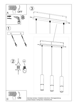 Lampa wisząca LOOPEZ 3L czarny/chrom