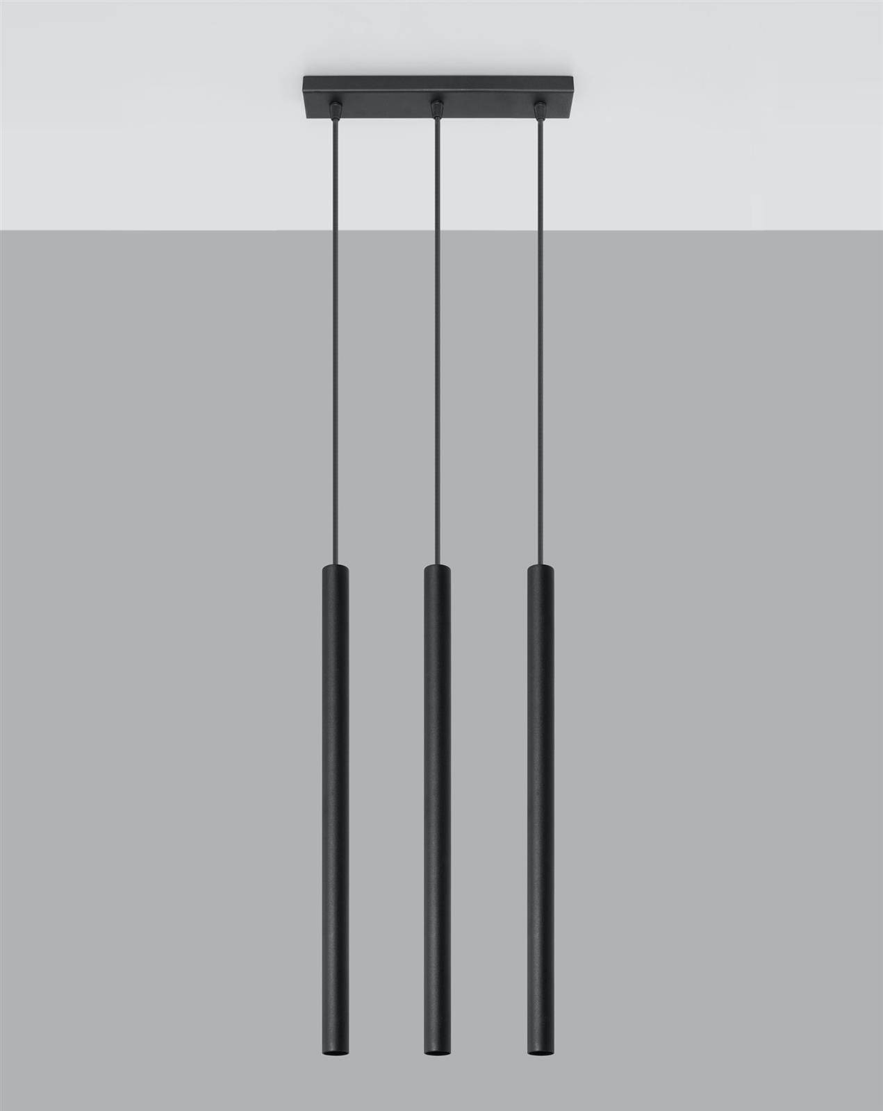 Lampa wisząca 3 czarne sople nad stół lub wyspę