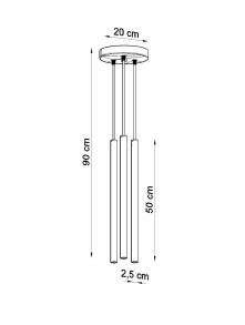 Lammpa wisząca potrójne sople cienkie tuby montażpa wisząca potrójne 2,5 cm sople cienkie tuby 50 cm montaż