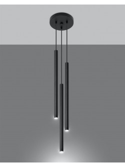 Lampa wisząca sople czarne 3-punktowe rurki
