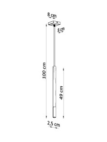 Lampa wisząca sopel tuba 49 cm na 100 cm przewodzie