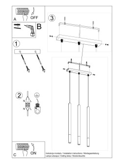 Lampa wisząca MOZAICA 3L czarny/miedź