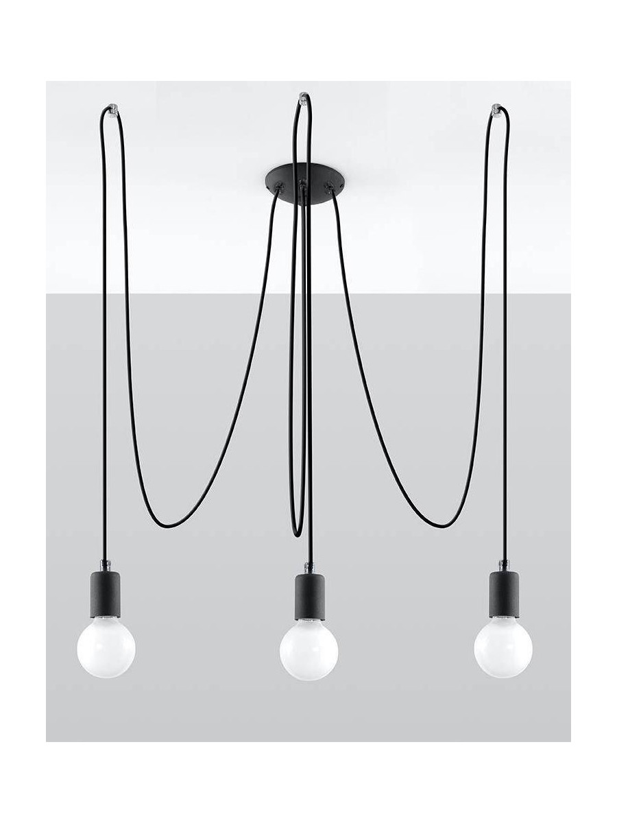 Żyrandol EDISON 3 czarny