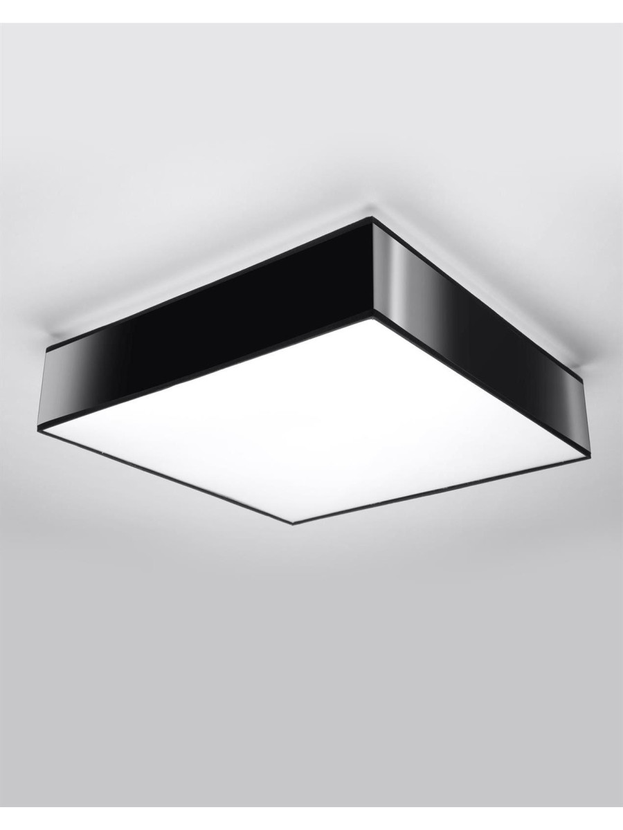 Czarny kwadratowy plafon 45 cm do salonu / sypialni