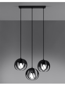 Lampa wisząca czarna metalowa z wycięciami / abażurem
