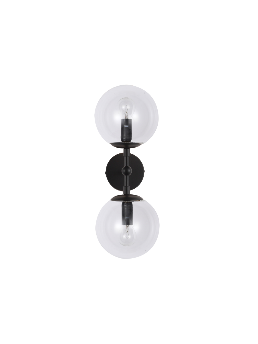 Lampa ścienna podwójna bańki Dorado czarno-transparenta Light Prestige LP-002/2W BK Transp.