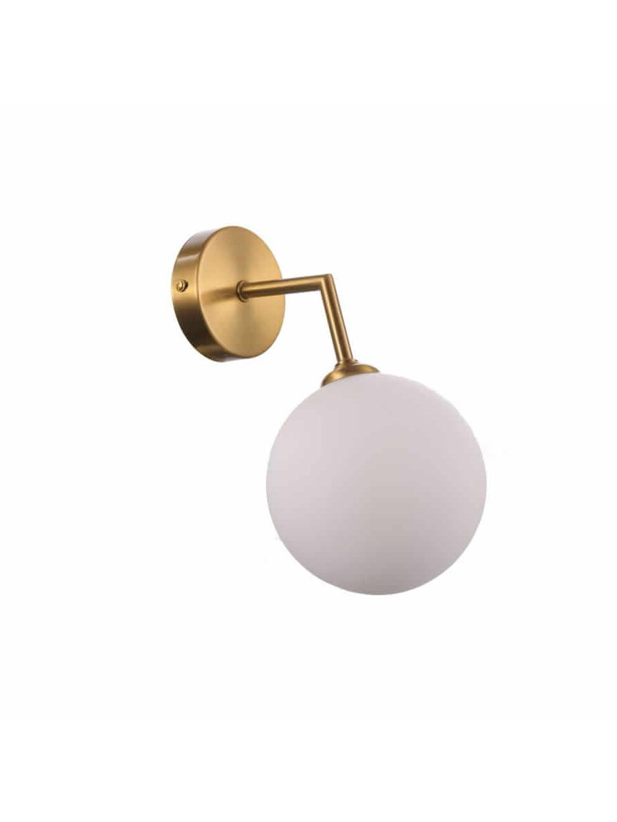 Kinkiet złoty mlecza kula szklana na zagiętym ramieniu Dorado LP-002/1W