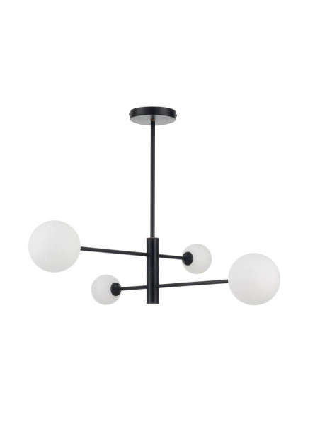 Lampa sufitowa szklane białe mleczne kule DORADO 4 czarna molekuły LP-002/4P BK Light Prestige