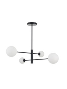 Lampa sufitowa szklane białe mleczne kule DORADO 4 czarna molekuły LP-002/4P BK Light Prestige