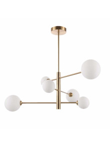 Lampa sufitowa złota szklane białe mleczne kule DORADO 6 molekuły LP-002/6P Light Prestige