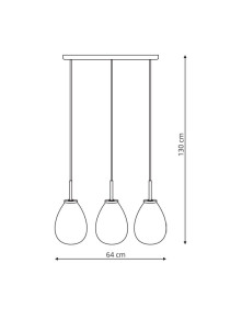 3-punktowy zwis z szklanym kloszem podobnym do owalnej żarówki Fondi 3 belka listwa Light Prestige LP-1214/3L