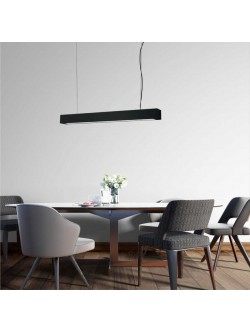 Czarny zwis podłużna prostokątna lampa nad stół do jadalni biura nowoczesna LED
