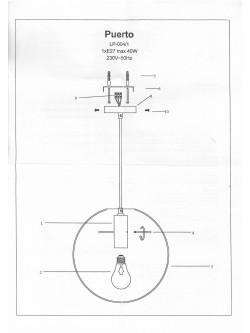 Puerto lampa wisząca średnia czarna LP-004/1P M BK