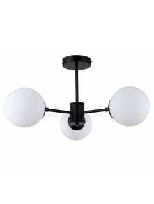 Czarna lampa wisząca z 3 mlecznymi kulami - Roma 3 molekuły