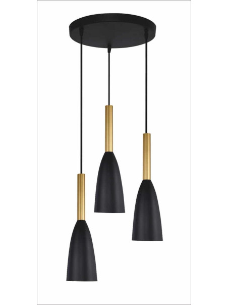 Solin 3 lampa wisząca talerz czarno/złota LP-181/3P BK/GD