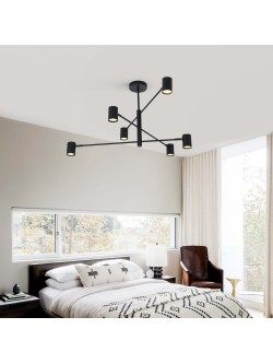 Lampa wisząca czarne reflektorki regulowane do sypialni metalowe ramiona kolorystka black and white biało czarna