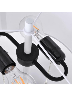 Lampa podłogowa stojąca drewniana z białym materiałowym abażurtem Fogo biała do salonu 