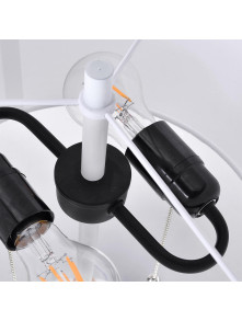 Lampa podłogowa stojąca drewniana z białym materiałowym abażurtem Fogo biała do salonu 