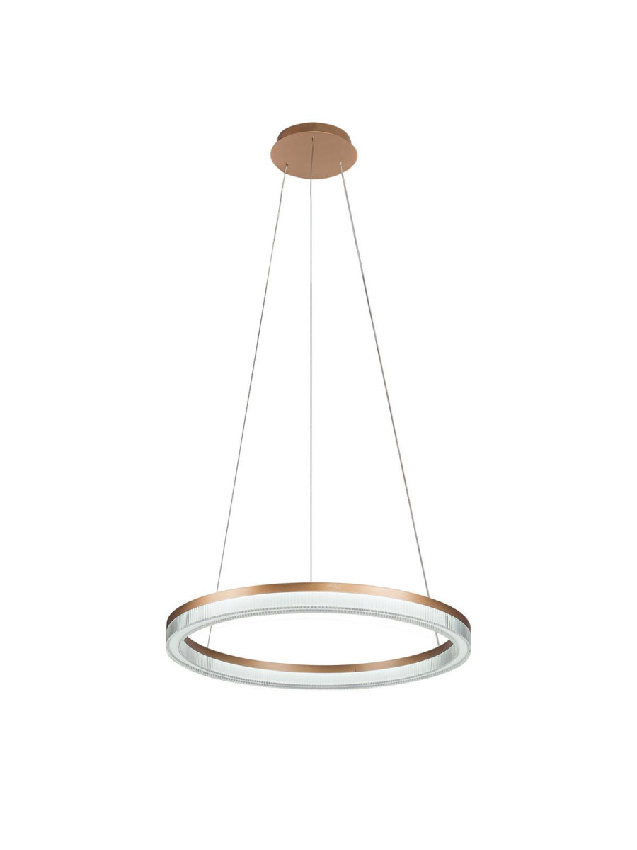 Żyrandol typu ring 60 cm złoto-transparentny pierścień Midway Cristal glamour LED 40W z regulowaną barwą światła CCT 