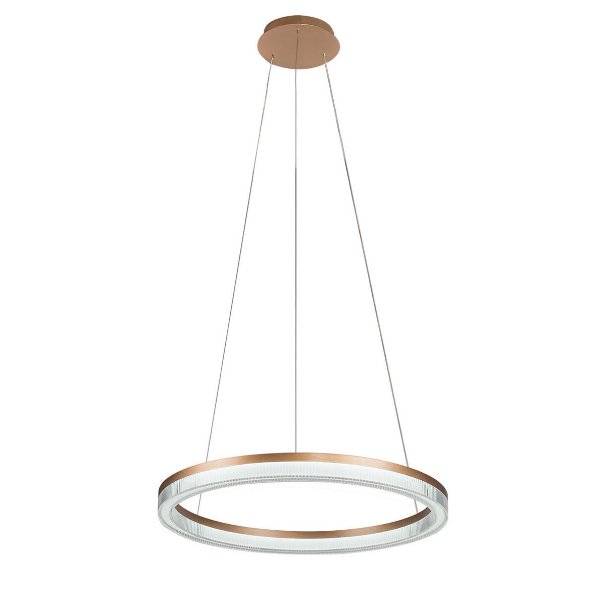 Żyrandol typu ring 60 cm złoto-transparentny pierścień Midway Cristal glamour LED 40W z regulowaną barwą światła CCT