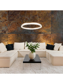 Żyrandol typu ring 60 cm złoto-transparentny pierścień Midway Cristal glamour LED 40W z regulowaną barwą światła CCT Żyrandol typu ring 60 cm złoto-transparentny pierścień Midway Cristal glamour LED 40W z regulowaną barwą światła CCT