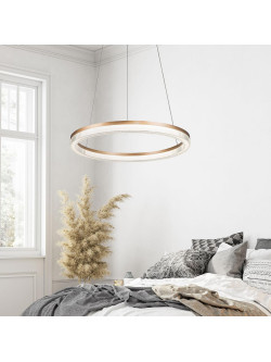 Żyrandol typu ring 60 cm złoto-transparentny pierścień Midway Cristal glamour LED 40W z regulowaną barwą światła CCT 