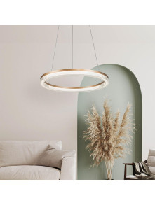 Żyrandol typu ring 60 cm złoto-transparentny pierścień Midway Cristal glamour LED 40W z regulowaną barwą światła CCT Żyrandol typu ring 60 cm złoto-transparentny pierścień Midway Cristal glamour LED 40W z regulowaną barwą światła CCT