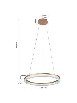 Żyrandol typu ring 60 cm złoto-transparentny pierścień Midway Cristal glamour LED 40W z regulowaną barwą światła CCT 