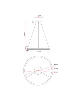 Żyrandol typu ring 60 cm złoto-transparentny pierścień Midway Cristal glamour LED 40W z regulowaną barwą światła CCT 