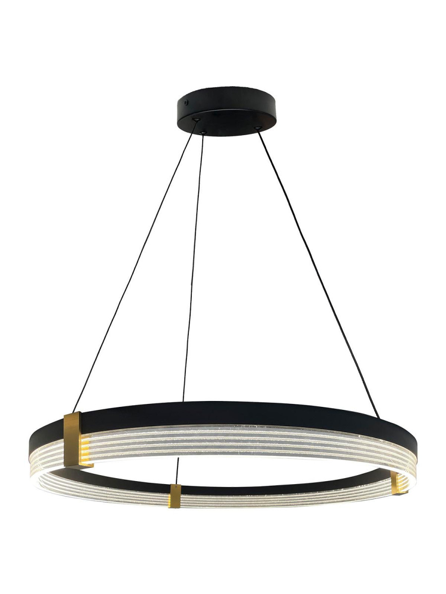 Żyrandol wiszący pierścień LED 60 cm ring Plum Triangle czarno-transparentny LED 32W z regulowaną barwą światła CCT 