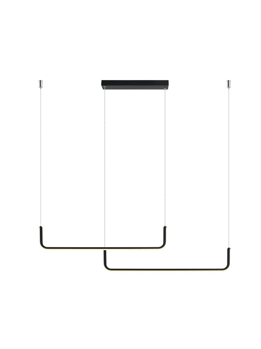 Minimalistyczna czarna nietypowa lampa wisząca Malawi designerski LED 40W z regulowaną barwą światła CCT 