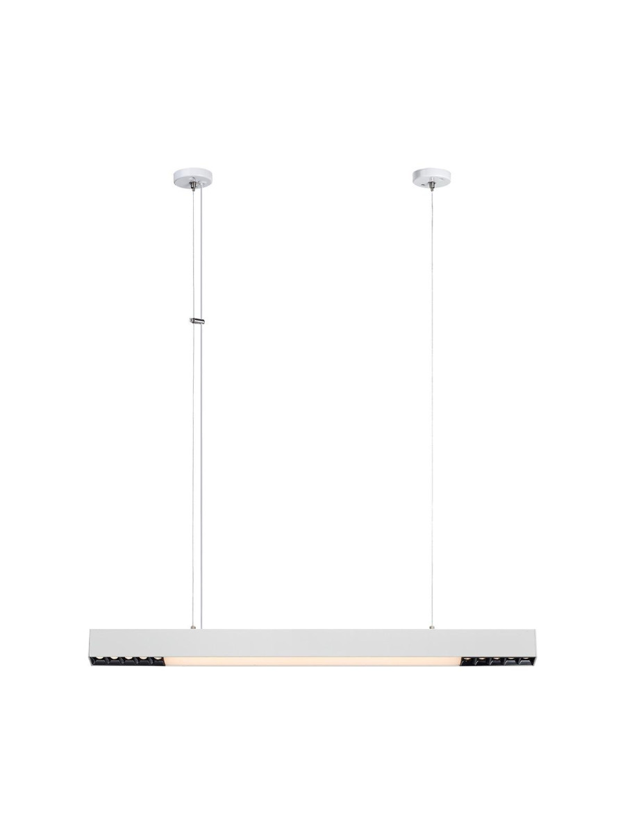 Lampa wisząca biała metalowa belka Cali L Tuya 80 cm LED 32W nad stol w jadalni salonie biurze z regulowaną barwą światła 