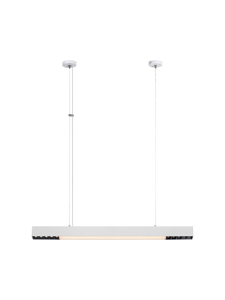 Lampa wisząca biała metalowa belka Cali L Tuya 80 cm LED 32W nad stol w jadalni salonie biurze z regulowaną barwą światła 